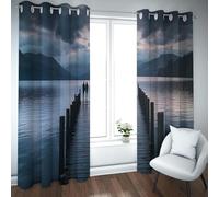 Romantic Nature Theme Curtains Plank Path Couples Calm Lake Distant Mountains Blackout Window Treatment Bedroom Livingroom Thermal Curtain W36xL45in 2 Panels