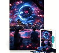 Romantic Night Under The Moon Jigsaw Puzzle 1000 Piece for Adults Intellect Toy Soothing Fun Precise Cut (50x75cm)