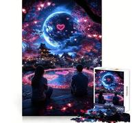 Romantic Night Under The Moon Jigsaw Puzzles for Adults1000 Piece Mind Game Toy Anxiety Relief Neat Cut Art Collectible (38x26cm)