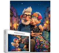Romantic Old Couple 1000 Piece Jigsaw Puzzles for Adults Gondola Night Scene Art Jigsaw Puzzle Challenging Family Activity Games Colorful DIY Craft Puzzle for Home Decor Gifts 20×27 Inches