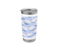 Romantic Painted Swans, Pretty Swan on Light Blue Lace Stainless Steel Insulated Tumbler