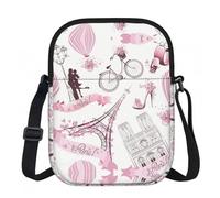Romantic Paris Butterfly Crossbody Bag With Print,Lightweight 600d Oxford-Fabric,Water-Resistant Scratch-Resistant, Zipper Closure+Turn-Lock Flap