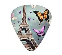 Romantic Paris Butterfly Eiffel Acoustic Guitar Picks - Premium Guitar Plectrum For Bass And Electric Guitar