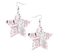 Romantic Paris Butterfly Eiffel Leather Star Shaped Earrings Fashion Accessories Lightweight Festivals Parties Everyday Life
