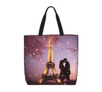 Romantic Paris Butterfly Eiffel Print Fashion With Zip Shoulder Bag Casual Handbag Shopper Bag For Work Travel