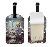 Romantic Paris Butterfly Eiffel Print Luggage Tag, for Suitcases Leather Privacy Protection Bag Tags Travel Accessories Essential