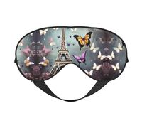 Romantic Paris Butterfly Eiffel Print Soft Eye Mask/Sleep Eye Mask/Blackout Eye Mask, Suitable for Travel/Office/Yoga/Nap