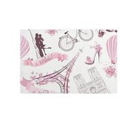 Romantic Paris Butterfly Eiffel Printed Placemats Set of 6 PCS, Heat Resistant Non-Slip Table Mats for Dining Table, Washable Kitchen Place Mats for Indoor & Outdoor