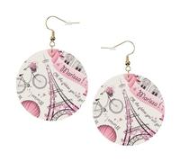 Romantic Paris Butterfly Leather Round Earrings Color Valentine'S Day Festival Activities Fashion Women'S
