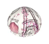 Romantic Paris Butterfly Print DoubleShower Cap Bathing Shower Caps Ladies Men Shower Caps Salon Home Use