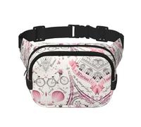 Romantic Paris Butterfly Print Fashion Waist Packs Square Layer Waist Bag Black Belt Bag with Adjustable Strap, Black, One Size