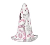 (Romantic Paris Butterfly) Print Hooded Cape For Teenagers Costume Party, Halloween Hooded Cape Soft and Elastic,M