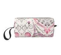 Romantic Paris Butterfly Print Portable Cosmetic Pouch, Travel Storage Case, Zippered Organizer Bag for Quick Access