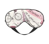 Romantic Paris Butterfly Print Silk Sleep Eye Mask Soft Eye Cover with Adjustable Strap Comfortable for Travel Office Nap