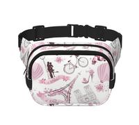 Romantic Paris Butterfly Print Unisex Square Double Layer Waist Bag Crossbody Fanny Pack Travel Workout Accessory, Black, One Size, Black, One Size