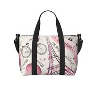 Romantic Paris Butterfly Print Weekender Bag Sport Gym Bag Women Men Hospital Bag Personal Travel Bag Carryon Bag, Black, One Size, Black, One Size