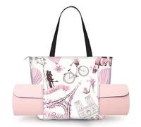 Romantic Paris Butterfly Women'S Yoga Mat Bag With All-Over Print,Lightweight Polyester Shoulder Gym Bag,Front Open Pocket For Yoga Mat, Towel