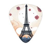 Romantic Paris Eiffel 12 Pack Guitar Plectrums With Storage Case, 0.46/0.71/0.96mm, Including Thin, Medium Thick Guitar Plectrums For Electric Guitars Bass Ukulele
