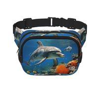 Romantic Paris Eiffel Fanny Pack for Women Men Fashion Waist Pack Adjustable Belt Bag for Workout Running Travelling Casual Waist Bag, Dolphins Blue, One Size