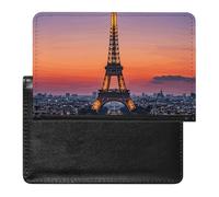 Romantic Paris Eiffel Passport Holder with 3 Card Slots, Portable PU Leather Travel Wallet, Slim Protective Cover for Passport, ID, Credit Cards