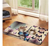 Romantic Paris Eiffel Print Pet Food Bowl Mat,Feeding Mat,Washable Feeding Mats For Dogs And Cats
