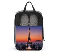Romantic Paris Eiffel Shoe Bag Waterproof & Breathable Shoe Pouch for Travel, Portable Carry Case for Sports Sneakers, Gym, Vacation