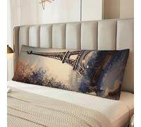 Romantic Paris Eiffel Tower Body Pillow Cover 51x137 CM Microfiber Pillowcases Soft and Breathable Body Pillowcase Cooling Full Long Pillow Case Gifts for Women Men
