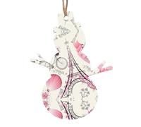 Romantic Paris Eiffel Tower Bycicle Christmas Wooden Ornaments Christmas Tree Hanging Decoration Xmas Home Party Festive Decor