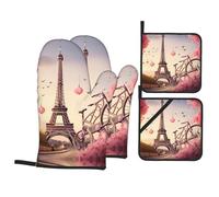 Romantic Paris Eiffel Tower Bycicle Complete Your Baking Trip Kitchen Baking Four-Piece Set