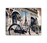 Romantic Paris Eiffel Tower Bycicle Print Living Room Floor Carpet Washable Rugs for Bedroom Home Carpets 63 X 48 Inch