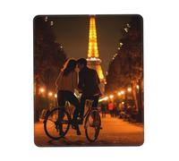 Romantic Paris Eiffel Tower Bycicle Print Small Desk Pad,Rubber Base with Precision Stitched Edges,Perfect for Office,Gaming