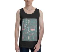 Romantic Paris Eiffel Tower Bycicle Print Tank Tops Summer Beach Vacation Sleeveless Shirts Casual Muscle Gym Workout Tank Top Black