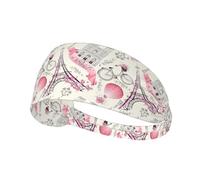 Romantic Paris Eiffel Tower Bycicle Printed Athletic Head Wrap, Non Slip Hair Band, Keeps Sweat Out of Eyes for Yoga Gym Workout