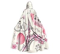 Romantic Paris Eiffel Tower Bycicle Romantic Paris Eiffel Tower Bycicle Adult Men Costume Cloak Witch Halloween Cloak,Hooded Cape Cosplay Costume Unisex Robe
