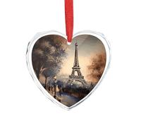 Romantic Paris Eiffel Tower Clear Crystal Glass Heart Pendant Charm Romantic Crystal Love Pendant Hanging Decoration for DIY Craft Gift for Home Window Car Wedding Party Decor Love Shaped Hanging Orna