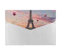 Romantic Paris Eiffel Tower File Folder, Plastic Accordion File Folders with 6 Pockets, Expanding File Organizer with Snap Closure, Portable Document Paper Organizer, Office Supplies Filing Folders