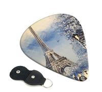 Romantic Paris Eiffel Tower Guitar Plectrums, 6 Guitar Plectrums, Printed on both sides for Electric Guitar Bass Ukulele (0.46 mm 0.71 mm 0.96 mm)