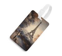 Romantic Paris Eiffel Tower Luggage Tags with ID Card, Durable Travel Bag Tags, Waterproof Name Tag for Suitcases, Backpacks & Travel Cases White-Style