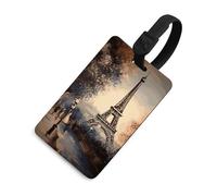 Romantic Paris Eiffel Tower Luggage Tags with ID Card, Durable Travel Bag Tags, Waterproof Name Tag for Suitcases, Backpacks & Travel Cases Black-Style