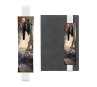 Romantic Paris Eiffel Tower Pen Holder for Notebook, PU Leather Pen Sleeve Pouch for Gift, Detachable Bookmark Elastic Journal Pencil Holder Case - Hold 2-3 Pens, White