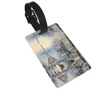 Romantic Paris Eiffel Tower Printed Luggage Tags with Wrist Strap,Name Id Label for Suitcase,Airplane Travel Essentials