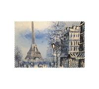 Romantic Paris Eiffel Tower Printed Placemats Set of 6 PCS, Heat Resistant Non-Slip Table Mats for Dining Table, Washable Kitchen Place Mats for Indoor & Outdoor