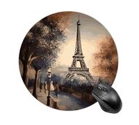 Romantic Paris Eiffel Tower Round Mouse Pad 7.8 Inch, Portable Gaming Mouse Mat with Non-Slip Rubber Base & Smooth Surface, Waterproof Mousepad for PC, Laptop, Computer, Office, Home