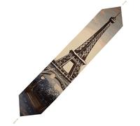 Romantic Paris Eiffel Tower Table Runner for Dining Table, Short Plush Runners Washable & Durable Tablerunner Modern Home Decor for Wedding, Kitchen, Holiday 200*33cm
