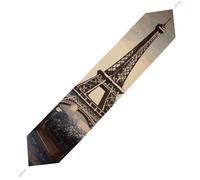 Romantic Paris Eiffel Tower Table Runner for Dining Table, Short Plush Runners Washable & Durable Tablerunner Modern Home Decor for Wedding, Kitchen, Holiday 229*33cm