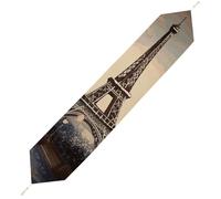 Romantic Paris Eiffel Tower Table Runner for Dining Table, Short Plush Runners Washable & Durable Tablerunner Modern Home Decor for Wedding, Kitchen, Holiday 178*33cm