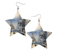 Romantic Paris Eiffel Tower Women's Fashion Earrings, Celestial Dangle Earrings, Star Shape Jewelry for a Versatile