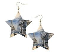 Romantic Paris Eiffel Tower Women's Fashion Earrings, Celestial Dangle Earrings, Star Shape Jewelry for a Versatile
