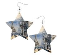 Romantic Paris Eiffel Tower Women's Fashion Earrings, Celestial Dangle Earrings, Star Shape Jewelry for a Versatile