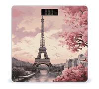 Romantic Paris Tower Bathroom Scale Automatic Power On/Off Body Scales LCD Backlight Display Square Digital Scale Rounded Corners Bathroom Scales for Home Bedrooms